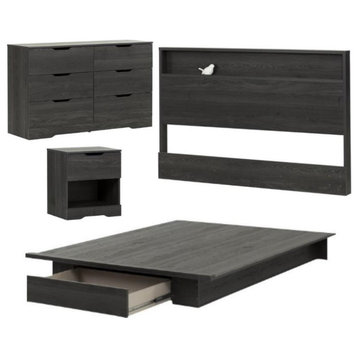 Home Square 4-Piece Set with Queen Platform Bed Headboard Nightstand & Dresser