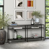 Sivil 64'' Wide Rectangular Console Table with Metal Shelves in Blackened...