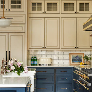 75 Beautiful Kitchen With Blue Cabinets And Quartz Countertops