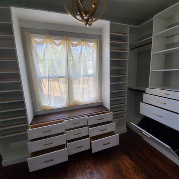 White and Matte Gold Large Custom Master Closet
