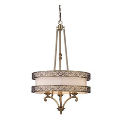 Elk Lighting Abington 3-Light Pendelier in Antique Brass - Chandeliers