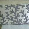 Coral Design 12"x26" Art Silk White Lumbar Pillow Cover, Silver Corals