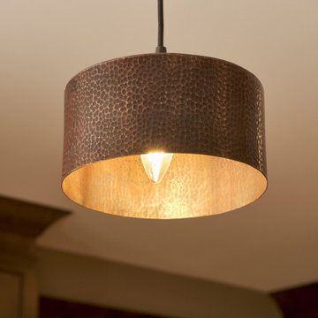Hammered Copper 8" Round Cylinder Pendant Light (L900DB)
