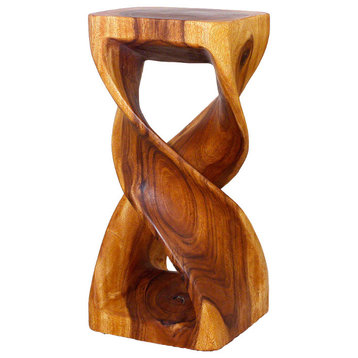 Haussmann Wood Double Twist Stool Table 12 in SQ x 26 in H Oak Oil