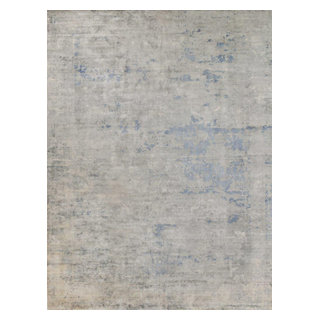Cassina Handmade Hand Loomed Bamboo Silk and Cotton Sky Blue Area Rug ...