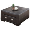 Monarch Specialties 8491CB Storage Ottoman in Chocolate Brown Leather
