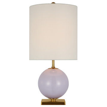 Elsie Small Table Lamp in Lilac Painted Glass with Linen Shade