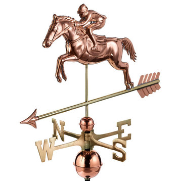 Jumping Horse and Rider Weathervane, Pure Copper