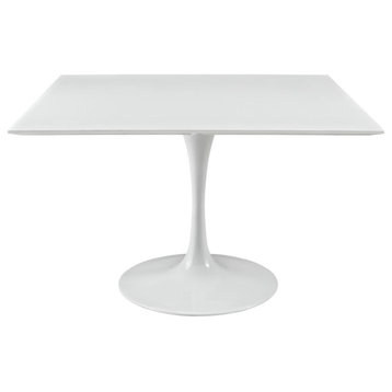 Modway Furniture Lippa 47" Square Wood Top Dining Table, White