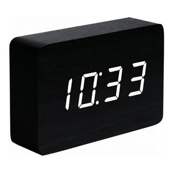 Gingko Brick Click Clock, Black Brick Click Clock with White LED