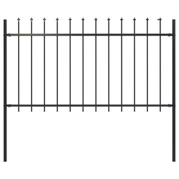 vidaXL Spike Fence Privacy Screen Fence Panel Border Steel 66.9"x39.4" Black