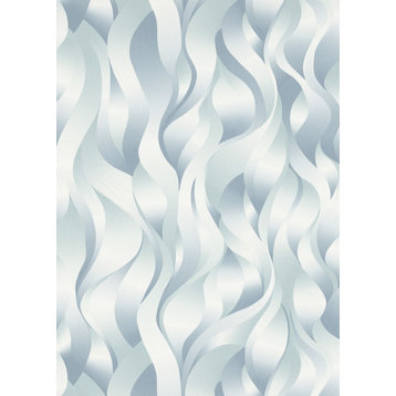 Textured Wallpaper Stripes, Waves, 10204-18, Blue Cream, Sample