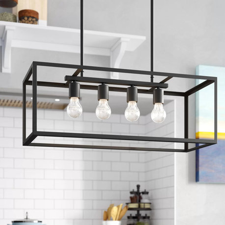 Esporre 4 Light Pendant, Black, 30.5"x12"