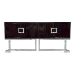 Worlds Away Braxton Rosewood Media Console Stainless Steel - Accent Chests And Cabinets