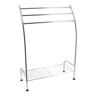 Evideco Free Standing Bath Towel Ladder Wall Leaning Drying Rack 4 Bars Metal White