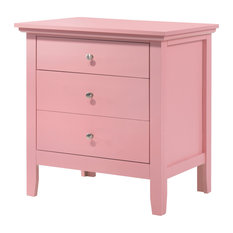 Whitley 3-Drawer Nightstand, Pink