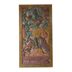 Mogulinterior - Consigned Transformation Shiva Tandav Door Panel Vintage Carved Wall Hanging - Wall Accents