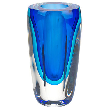 Azure Art Glass Vase 6"