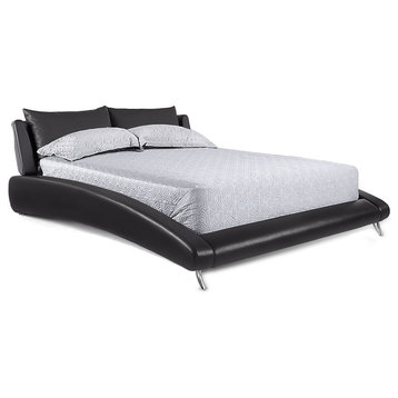 Cadillac Queen Black Leather Platform Bed by Zuri Furniture