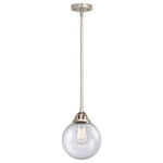Innovations Lighting - Beacon Mini Pendant, Brushed Satin Nickel, Seedy, Seedy - The Nouveau 2 is a highly detailed work of art that draws the eyes into its base and arm detail. The true show stopping piece is the beautifully curved glass shade that's sure to wow you and guests alike.