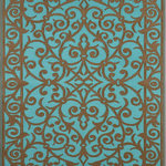 Green Decore - Lightweight Indoor/Outdoor Reversible Plastic Rug Gala, Turquoise/Gold, 4'x6' - Easy to clean  Resistant to moisture and can simply be wiped clean.