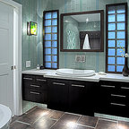 Accent Tile Wall in Bathroom - Modern - Bathroom - Miami - by Glass