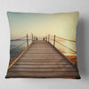 Strong Wooden Boardwalk into Sea Bridge Throw Pillow, 18"x18"