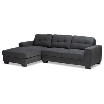 Ivonn Upholstered Sectional Sofa With Left Facing Chaise, Dark Gray