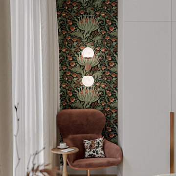 Botanical Wallpaper Bedroom with Sage Green Accents | 11 m²
