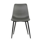 Monte Contemporary Dining Chair With Black Powder Coated Metal Legs, Gray