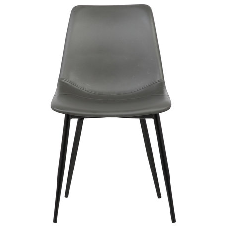 Monte Contemporary Dining Chair With Black Powder Coated Metal Legs, Gray