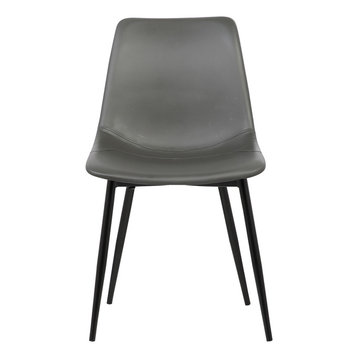 Monte Contemporary Dining Chair With Black Powder Coated Metal Legs, Gray
