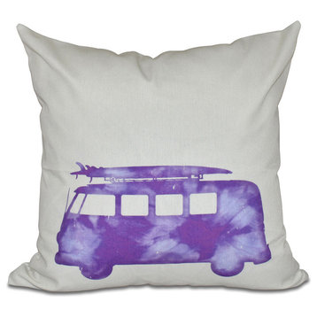 Beachdrive, Geometric Print Outdoor Pillow, Purple, 20"x20"