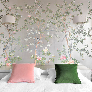 Photo of a medium sized eclectic bedroom in London.