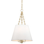 Hudson Valley - Hudson Valley Burdett Four Light Pendant 6415-AGB - Four Light Pendant from Burdett collection in Aged Brass finish. Number of Bulbs 4. Max Wattage 60.00. No bulbs included. Clean-lined and smooth on the surface, closer inspection shows Burdett`s sumptuous side. Alluding to late nineteenth-century opulence, we adorn the interior of Burdett`s shade with richly gathered pleating. While the pendant`s subdued silhouette serves a contemporary sensibility, its lavish surprise rewards close appreciation. No UL Availability at this time.