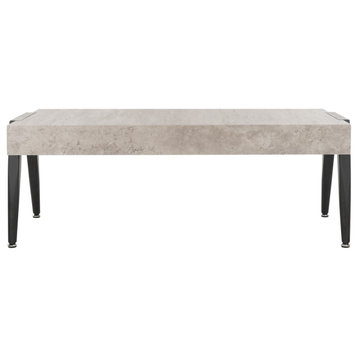 Vana Rectangular Midcentury Modern Coffee Table Light Grey/ Black