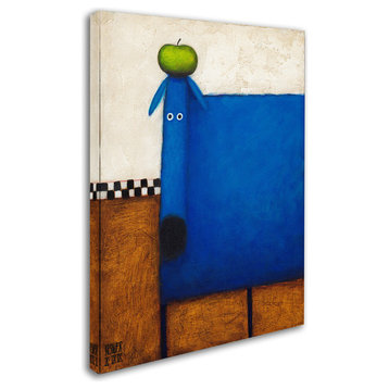 Daniel Patrick Kessler 'Blue Dog With Apple' Canvas Art, 19x14