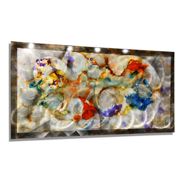Rhythm - Abstract Metal Wall Art, Colorful Red, Blue, Pearl Painting