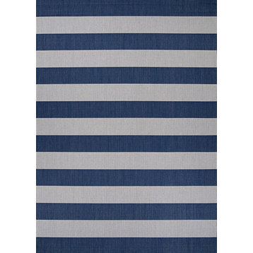 Couristan Afuera Yacht Club 5229/8503 Striped Rug, Midnight Blue /Ivory Runner