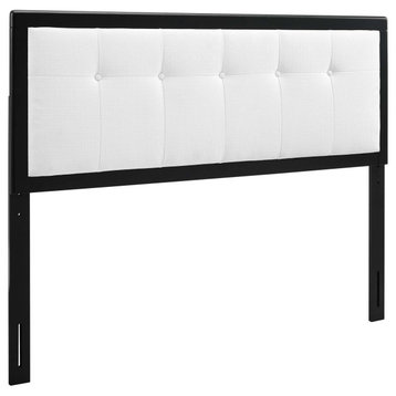 Draper Tufted Queen Fabric and Wood Headboard, Black/White