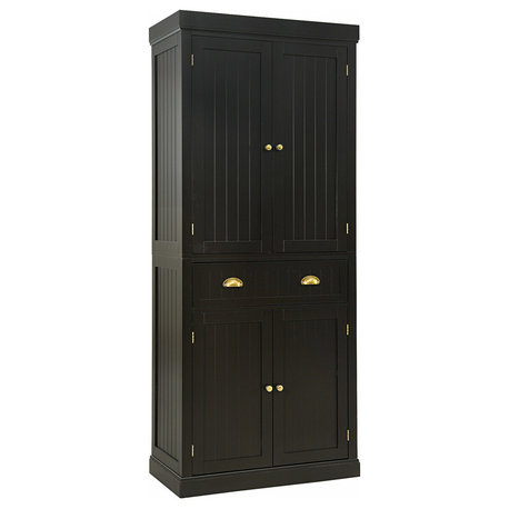 Costway Kitchen Cabinet Pantry Cupboard Freestanding w/Shelves Espresso