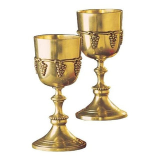 BRASS GRAPE HARVEST GOBLET - Traditional - Wine Glasses - by