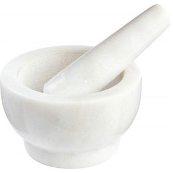 BNFUSA Marble Mortar and Pestle With Rough Textured Stone For Grinding