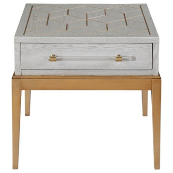 Maklaine Modern Wood Rectangular End Table in Soft Graphite Gray