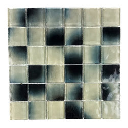 Abolos - Watermarks 2 in x 2 in Textured Glass Pool Mosaic in Glossy Ice Mine Blue - Mosaic Tile