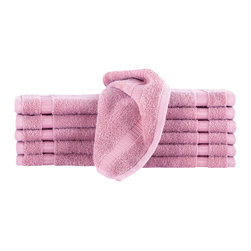 Makroteks - Villa Wash Cloth 12pc Set, Rose - Bath Towels