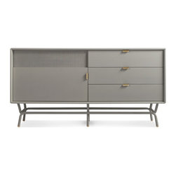 Blu Dot Dang 1 Door / 3 Drawer Console Risk-Averse Grey - Front Doors