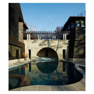 Anthracite Lodge Pool with Arch - Rustic - Pool - Other - by Morgan ...