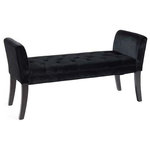 Armen Living - Chatham Bench, Black - The Armen Living Chatham Bench is a terrific choice for the contemporary living room. This elegant bench features durable hardwood construction accented by soft velvet upholstery. The seat of the Chatham is beautifully tufted and the arms provide additional comfort and support. The Chatham is sure to be a standout in any living room arrangement and is practical enough to funcation as additional seating in just about any room of the house. The Chatham bench is available in gray, purple, red, and black.