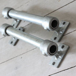 Jeannie Pair of Industrial Galvanised Steel Pipe Door - Door Handles